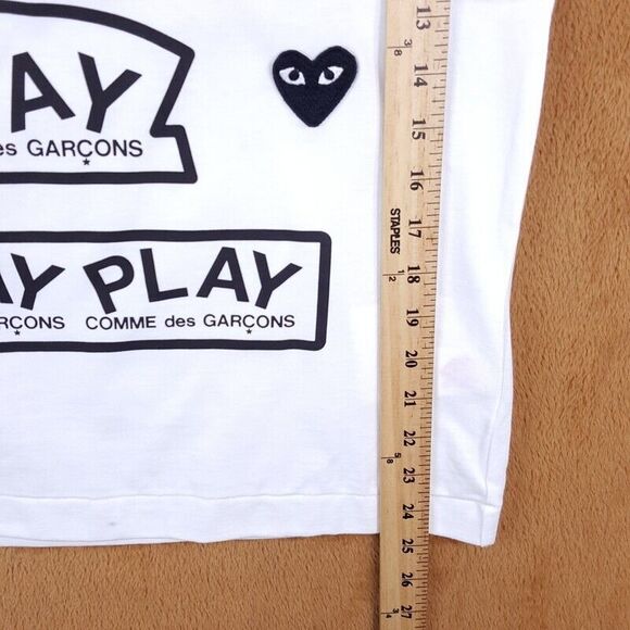 COMME DES GARCONS Shirt Adult Small White Pullover Crew PLAY Logo Hearts Unisex - Picture 8 of 9